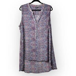 George Sleeveless Button High Low Blouse XXL